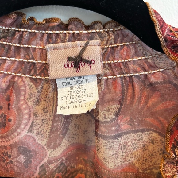Daytrip Vintage 90's Made in USA Fairy Paisley Bell Sleeve Flowy Women's Top L - Picture 6 of 10